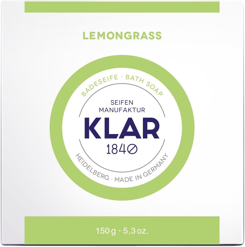 Klar SeifenBath Soap Lemongrass 150 g, Cosmos Certified, Palm Oil Free, Suitable for Normal Skin, Soap 11022