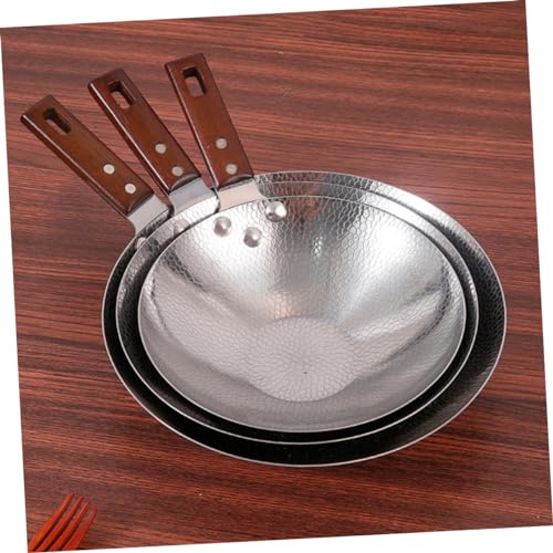 Wok de acero inoxidable con mango ergonómico de madera miniatura 3