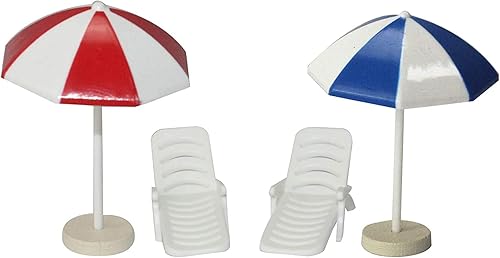 Miniatura 6 de FUNSHOWCASE Sillas de playa de verano de plástico con sombrillas, acuario, terrarios, jardín en miniatura, jardines de hadas, casa de muñecas,