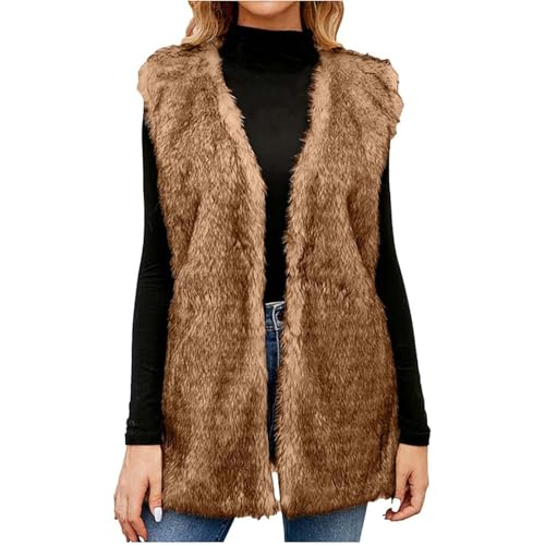 Chaqueta sin mangas de mujer tipo cárdigan peludo para prendas exteriores