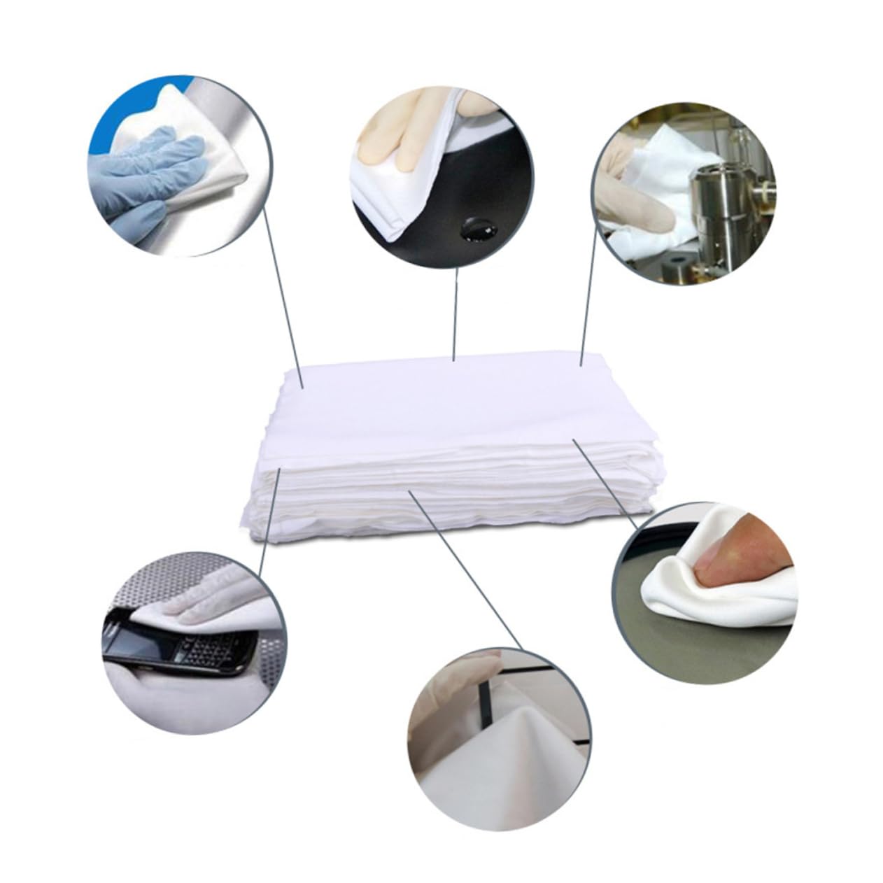 Panno Antistatico Bianco in Poliestere 100 Pezzi 6x6 Pollici per Ottiche | Strumenti Ottici, Rimozione Polvere, Uso su Schede Circuiti e Superfici Delicate, Produzione Industriale