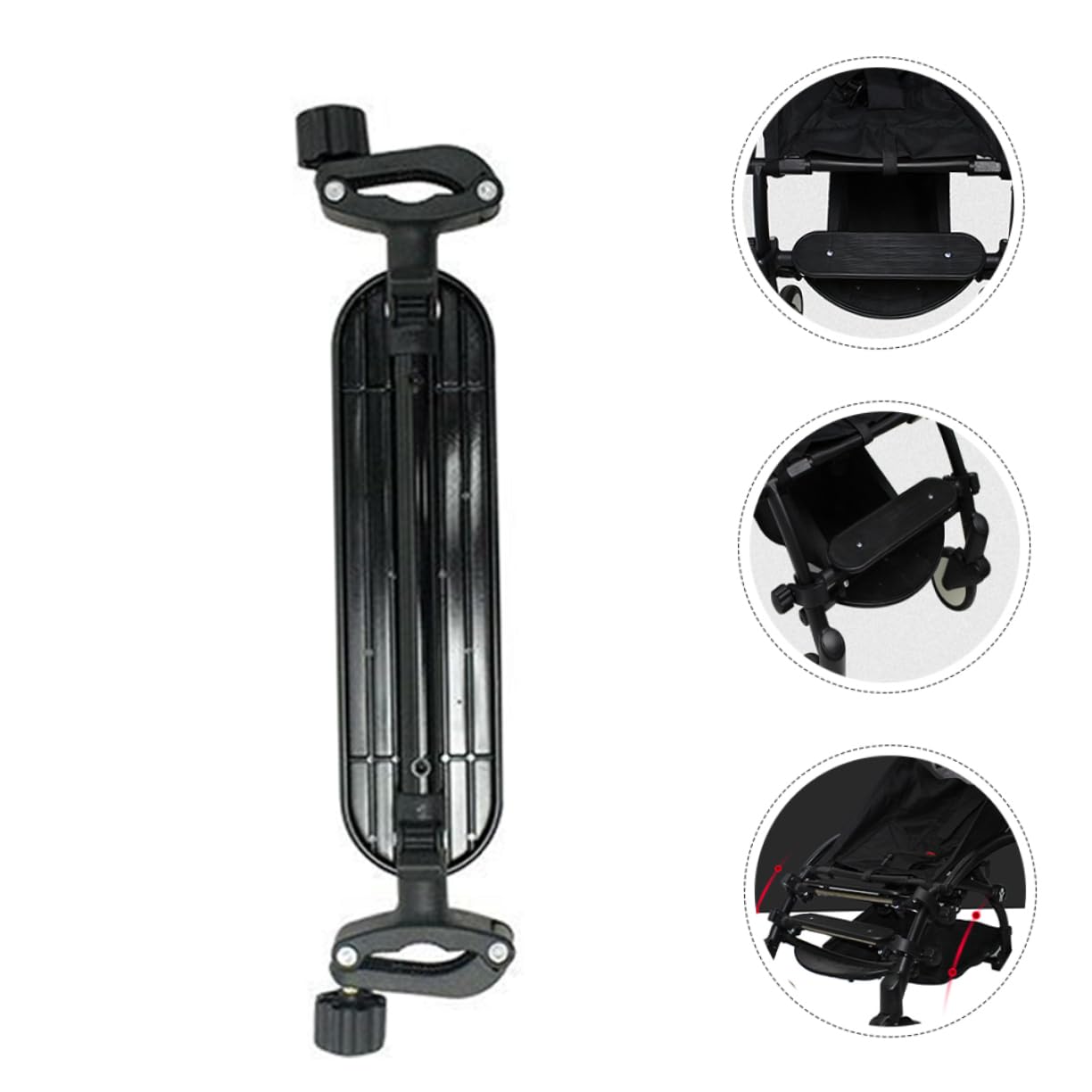 Marchepied D'extension de Poussette Réglable pour Bébé, Support Pieds | Plastique Noir, Surface Lisse, Retrait Facile, Usage Solide, pour Poussettes et Nacelles
