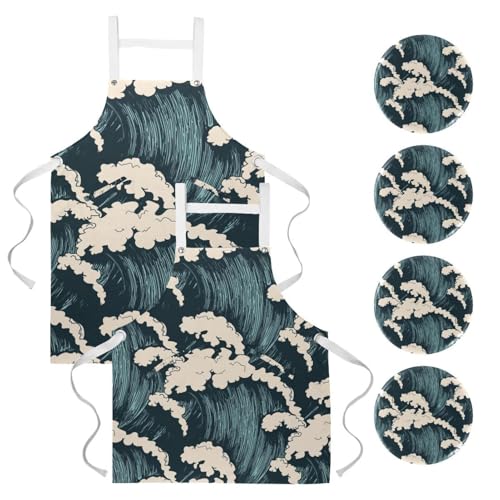 Tablier de restaurant lot de 2 avec broches pour travail en bistrot et cuisine