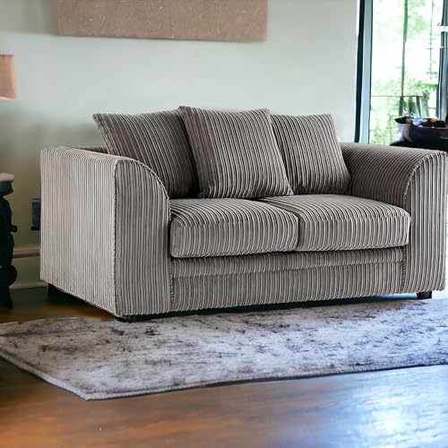 Sofa Selection’s Jumbo Cord Scatter Back 2-Seater Sofa | Luxurious Scatter Back 2-Seater Sofa in Grey Soft Cord Fabric Elevate Your Space with a Compact yet Comfortable Seating Choice (Grey, 2 Seater) - Image 2