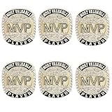 6 pcs MVP Ring Baseball Football Basketball Class High School College Student Ice Hockey Sport Championship Trophy Ring for Winner Tournament Team Award Gift (6 pcs rings, size 10)