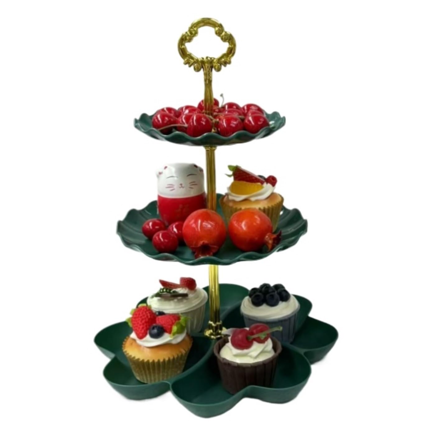 Dessert Fruit Display Cupcake Stand Cup Cake Fruit Dessert Party Server Plates Stands Wedding Tea Party(Grün)