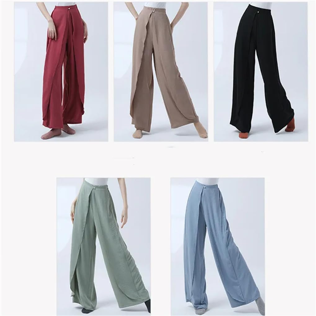 Women High Waist Culottes Loose Wide Leg Pants Classical Modern National Folk Dance Practice Wear Flowy Skirt