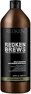Redken Brews Shampoo, Daily Shampoo For Men, Lightweight Cleanser For All Hair Types,With Protein, Moisturizing, Essentials for Men, Perfect for Suitcase or Gym, 1000 ML