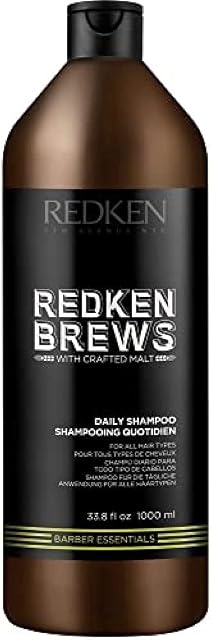 Redken Brews Shampooing quotidien pour les hommes, nettoyant léger pour tous les types de cheveux, avec protéines, hydratant, essentiels pour les homme, parfait pour la valise ou le gymnase, 1000 ML
