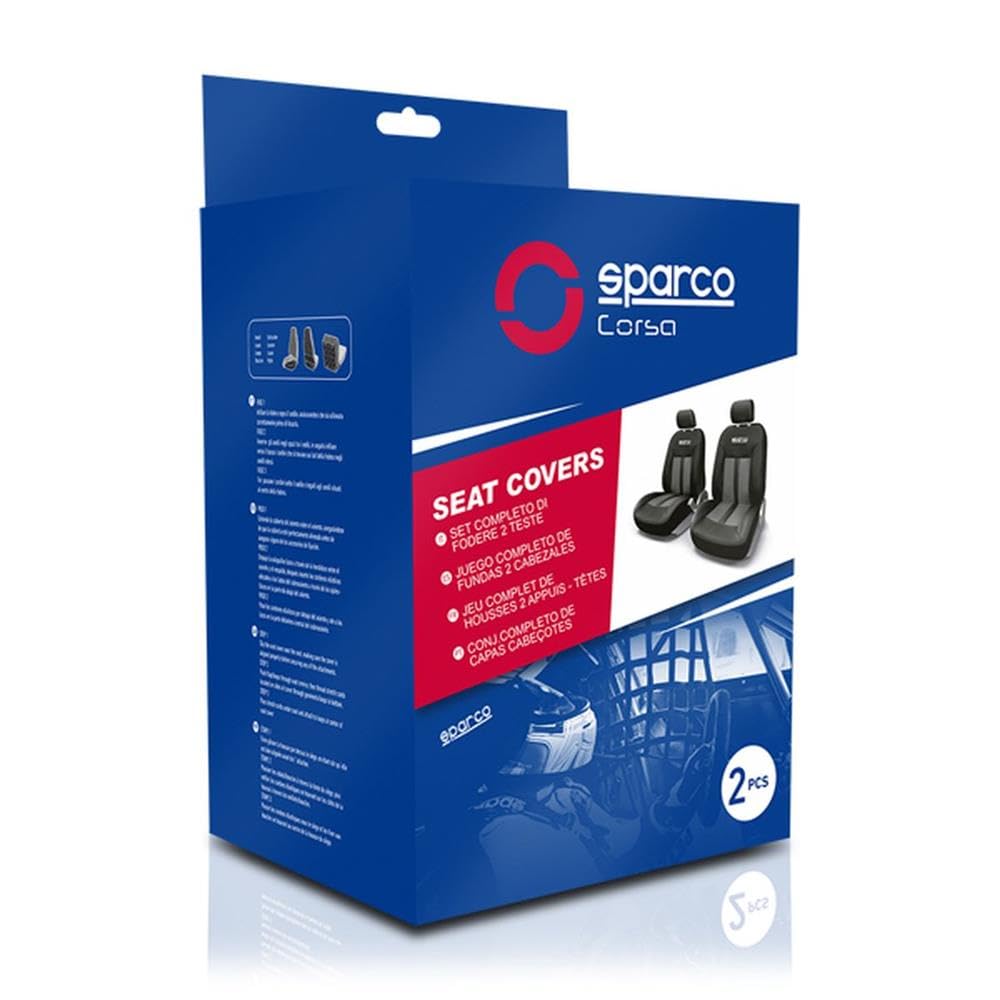 Sparco Par de Fundas universales de poliéster para Asientos Delanteros de Coche Negro/Gris