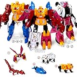 STOULKD 5-in-1 Animal Deformation Toys - Lion, Dragon, Whale, Phoenix, and Bear Action Figures Combine into a Robot Toy for Kids 6-10