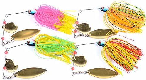 10Pcs 15.6g Outdoor Spinnerbaits Fishing Lures with Teaser Golden Rotating Sequins Diving Swimbaits Hard Bait for Trout Perch Freshwater Saltwater Fishing Tackle