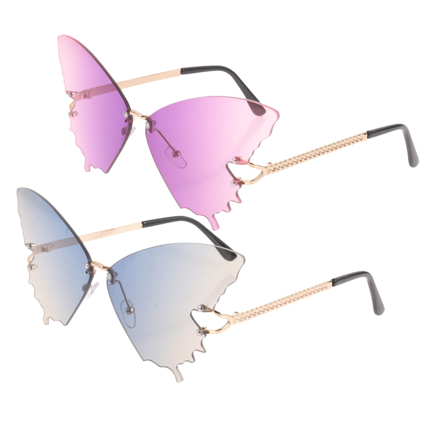 VALICLUD Occhiali Da Sole Occhiali Da Vista Con Strass Arredamento Femminile Occhiali Senza Montatura Occhiali a Forma Di Farfalla Occhiali Da Discoteca Occhiali Tropicale Pc