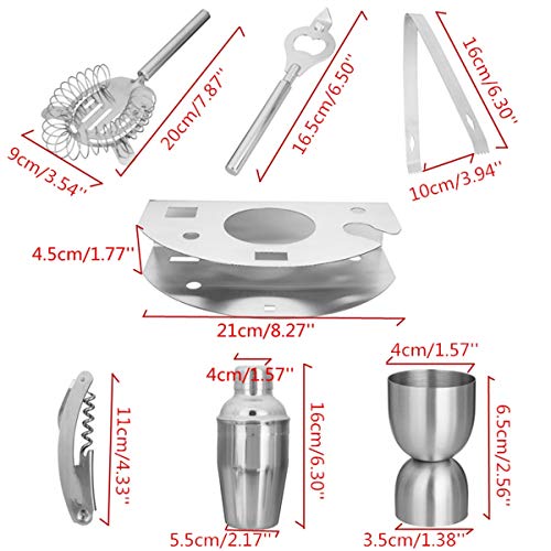 Kit de bartender en acero inoxidable con herramientas de bar de 7 piezas 3