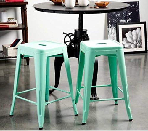MOOSENG Tabouret Hint of Mint 24-inch Counter Stools (Set of 2), green-2Pack
