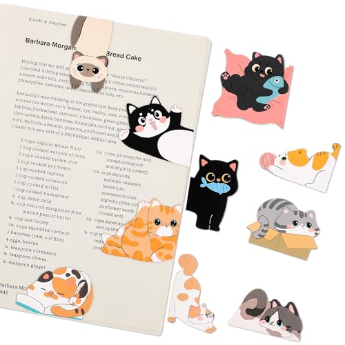 10Pcs Magnetic Bookmarks Cute Cat Bookmarks Funny Book Marker Clips Graduation Birthday Gifts for Women Reading Book Lover Gifts