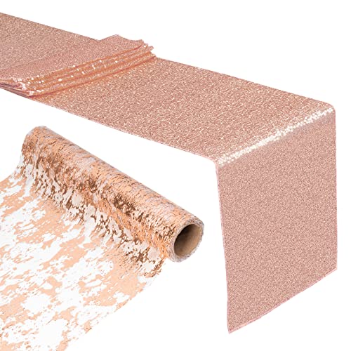 Paquete de 2 Caminos de Mesa Dorados, Camino de Mesa de Lentejuelas, Paño de Decoración de Mesa con 2 Tipos, para Cumpleaños, Bodas, Fiestas, Halloween, Decoraciones Navideñas Cover