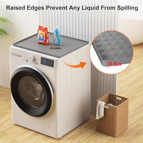 Washer and Dryer Covers for The Top 23.6\" x 19.7\" Silicone Washer and Dryer Top Protector Mat, Foldable and Reusable Top Protector Cover for Laundry Room (Gray) - Thumbnail 4
