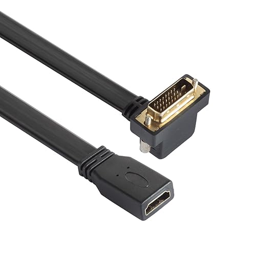 Miniatura 3 de Cable DVI a HDMI de 90 grados, adaptador HDMI a DVI, convertidor bidireccional 1080P con conector chapado en oro (HDMI hembra a DVI macho)