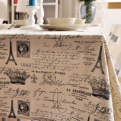 ZYBW Dining Table Cloth Retro Soft Cotton Linen Tablecloth Water Resistant Tablecloth for Kitchen Dining Table Decoration,Circle Picnic Camping Tablecloth (Square 28 x 28 inch Queen and Tower)