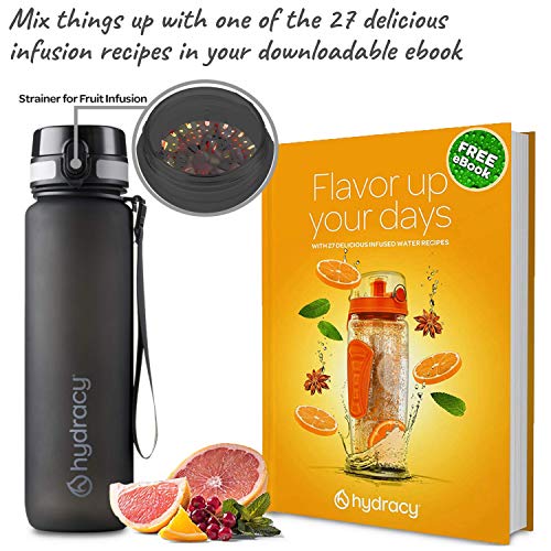 Hydracy Space Grey Water Bottle With Infuser Filter And Time Indicator – Bpa Free – Leak-Proof And Sweat-Free – Ideal For Fitness And Sports And Outdoors #TOP3