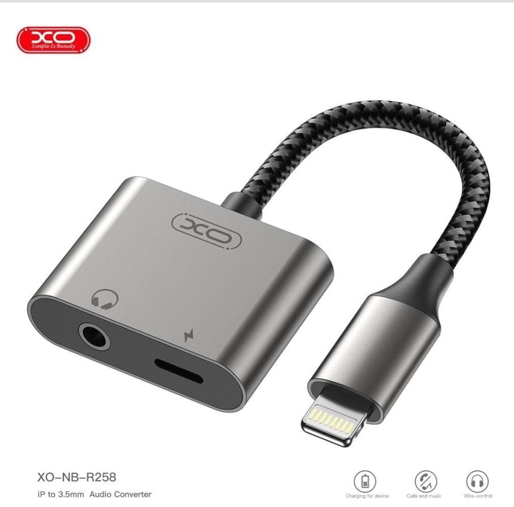 XO R258B Lightning to Lightning+3.5mm 2 in1 Converter Dual