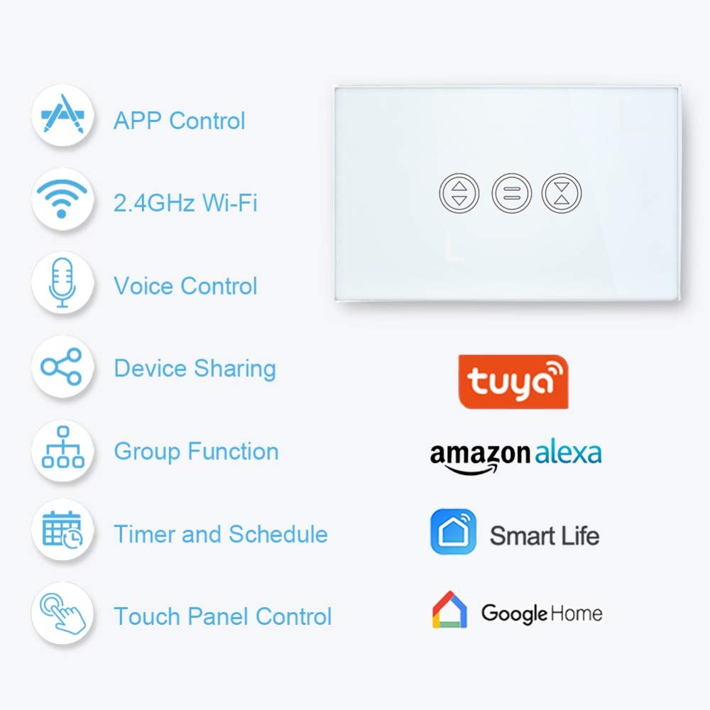 Interruttore Tapparelle WiFi,Interruttore WiFi WiFi Tenda Interruttore TOUCH PANNELLO TELECOMANDO TETTORE TETTO CONTROLLO VOCE(2)