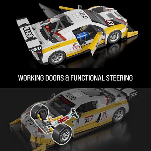Image of Mattel Brick Shop Hot Wheels 2015 Audi R8 LMS Elite Series Building Set, with 820 Pieces, Realistic Details and Custom Stickers, JFT18