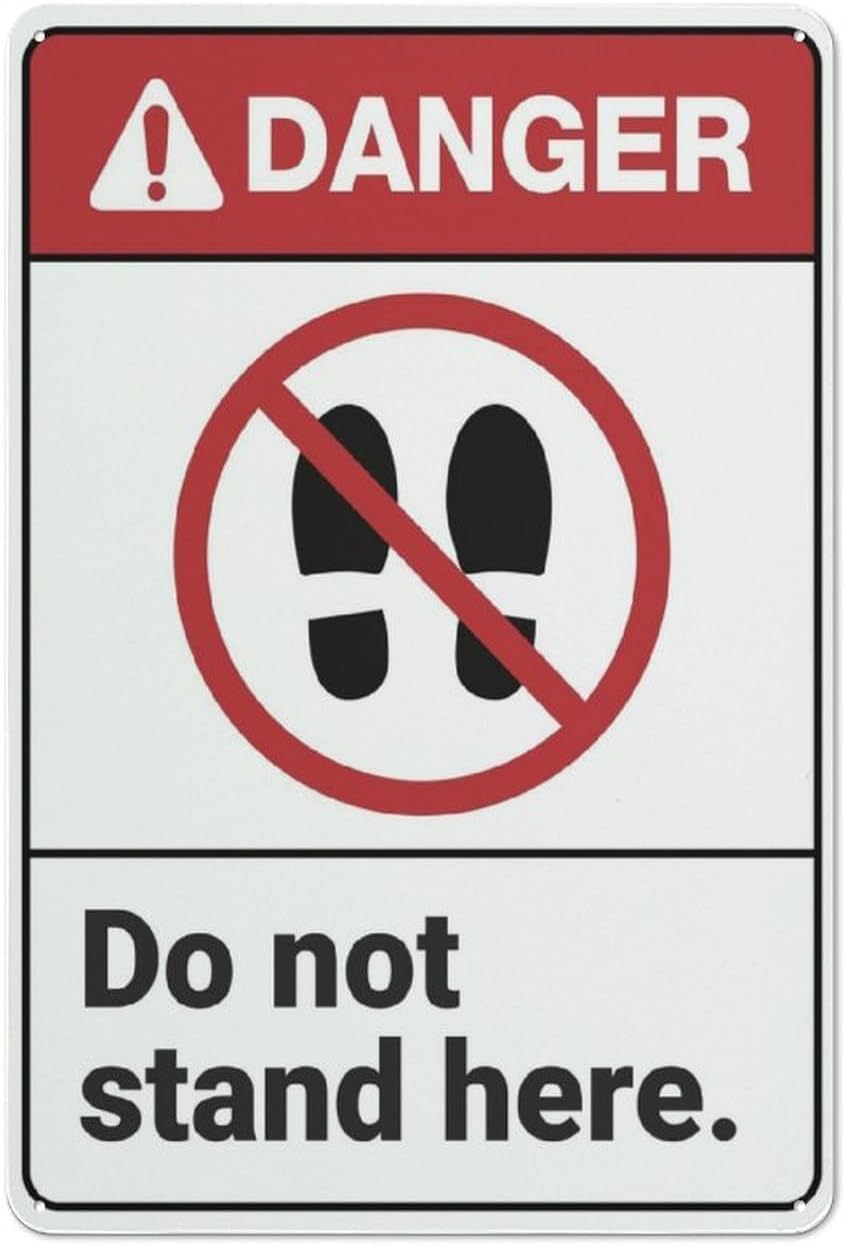 Perimeter Standing Forbidden Sign, Business Driveway Boundary Safety Warning Metal Decor 12x8 Inch