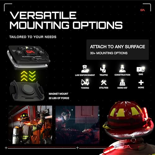 Image of Guardian Angel Elite Series Safety Light (Red Front & Green Rear) - Rechargeable, Magnetic, Hands-Free Wearable /Mountable LED Light for Fire, Roadside, Security, Wireless Boat Navigation