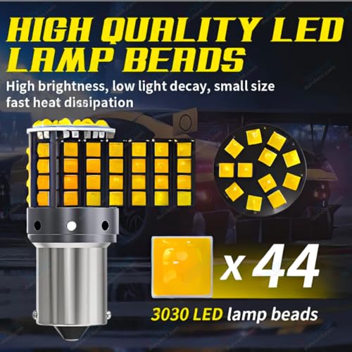 Image of com Bright 44SMD BAU15S PY21W 1156 150 Cross /Angled Pin LED for Car Bike Turn Signal Indicator (1 Pair, Amber)
