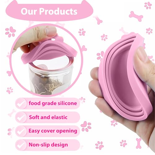 Image of 3PCS Pet Food Can Lids, Silicone Food Can Covers Set, Reusable BPA-Free and Dishwasher Safe for Dog and Cat Food Canned, Pink