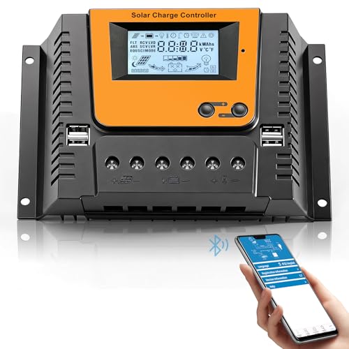 60A Controlador de Carga Solar Con Bluetooth, PWM 60A 12V 24V 36V 48V...