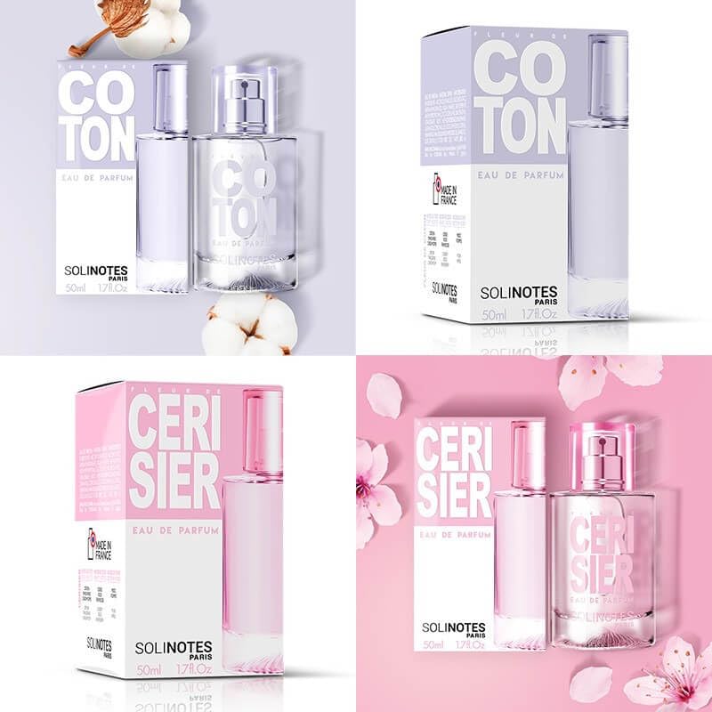 Mix Pureté: woda perfumowana z kwiatami bawełny 50 ml i woda perfumowana z wiśniami 50 ml.