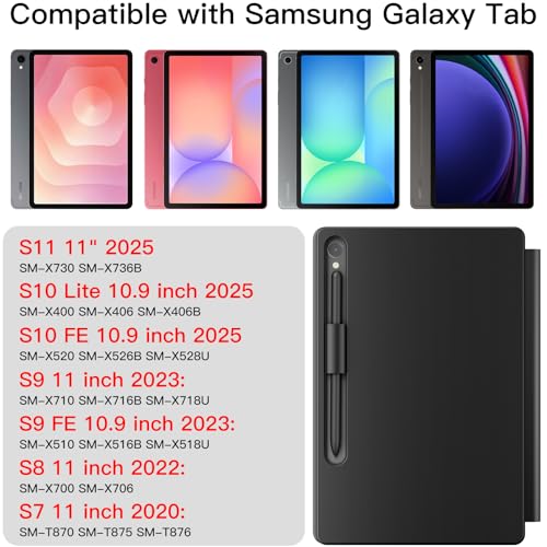 Image of JUQITECH Magic Keyboard Case for Samsung Galaxy Tab S10 Lite S10 FE 2025 S9 FE 10.9 Inch S11 S9 S8 S7 11 inch, Floating Cantilever Magnetic Stand Wireless Backlit Trackpad Keyboard, S Pen Slot LED Display