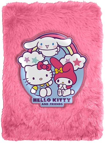 Kids Licensing - Livre peluche A5 com riscas para escrever - caderno infantil macio de Hello Kitty & Friends para meninas, ideal para oferecer