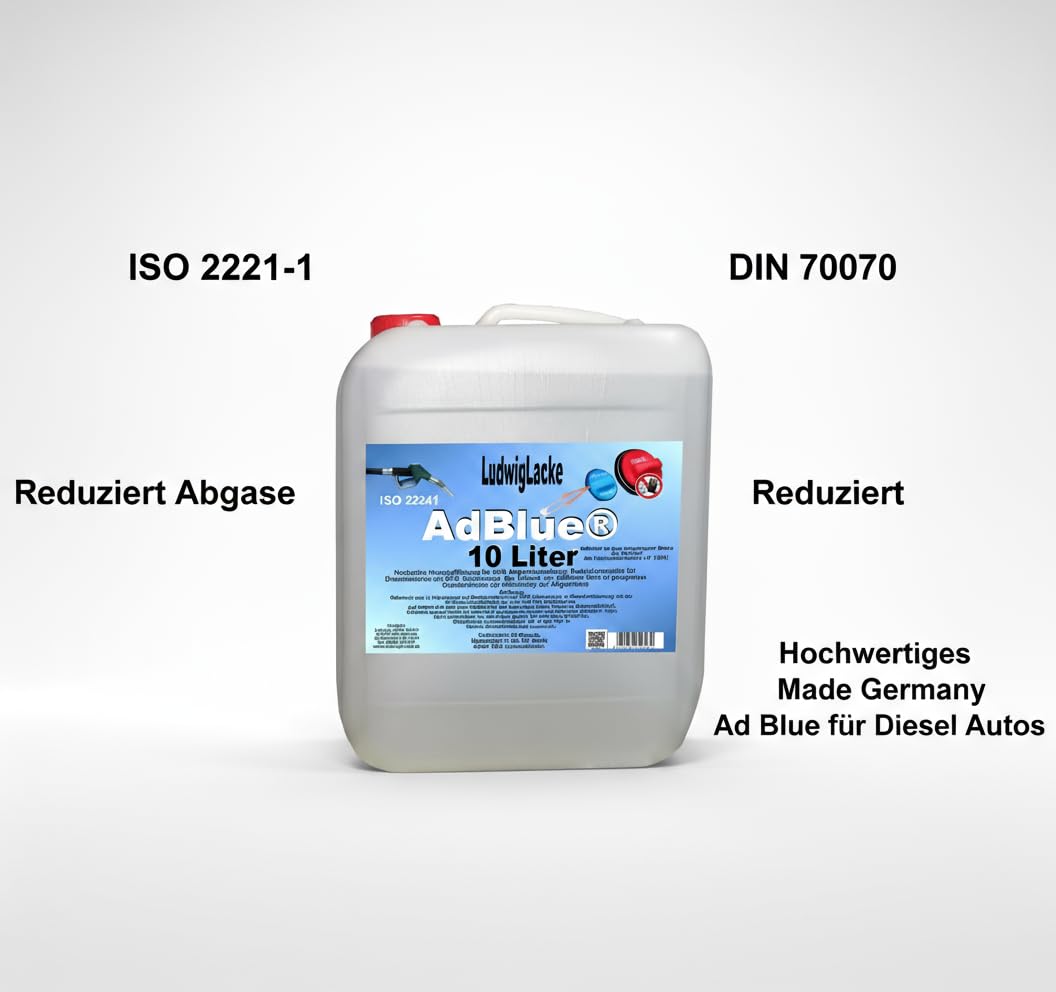 Ludwiglacke AdBlue-Kanister 2 x 10 Liter Harnstofflösung nach ISO 22241 | DIN 70070 für SCR-Abgasnachbehandlung bei Diesel-Fahrzeugen