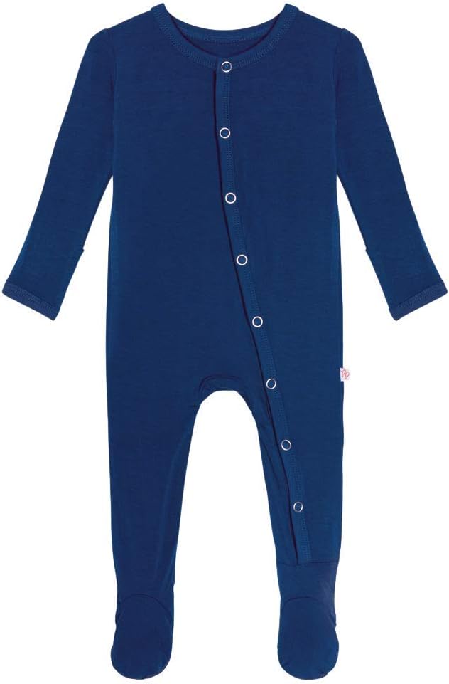 Posh Peanut Baby Footie Pajamas Made from Soft Viscose from Bamboo - Newborn Baby Boy Clothes - Kids One Piece PJ (Sailor Blue Footie Snap, 0-3 Months)
