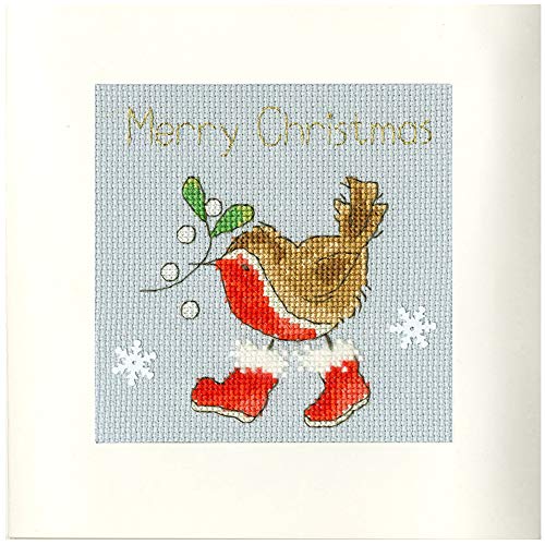 Bothy Threads Cross Stitch Card Kit - Step Into Christmas, Multicoloured, 10 x 10 cm