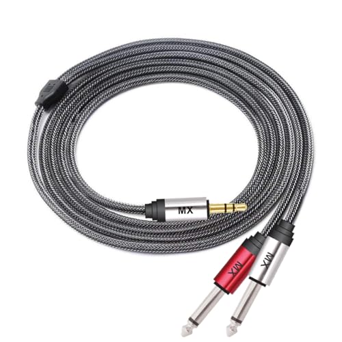 Image of MX 3.5 mm 1 /8 TRS to Dual 6.35 mm 1 /4 TS Mono Breakout Cable Y Spitter Stereo Cord Adapter Compatible with iPhone,iPod,Laptop,CD Players,Power Amplifier,Mixer, Home Stereo Systems 0.5 meters