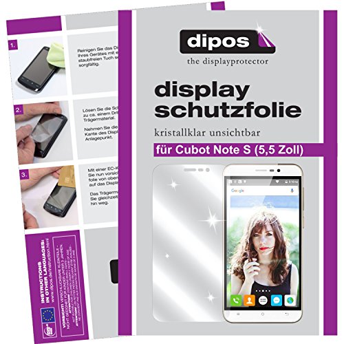 dipos I 2X Protector de Pantalla Compatible con Cubot Note S (5,5 Zoll) pelicula Protectora Claro