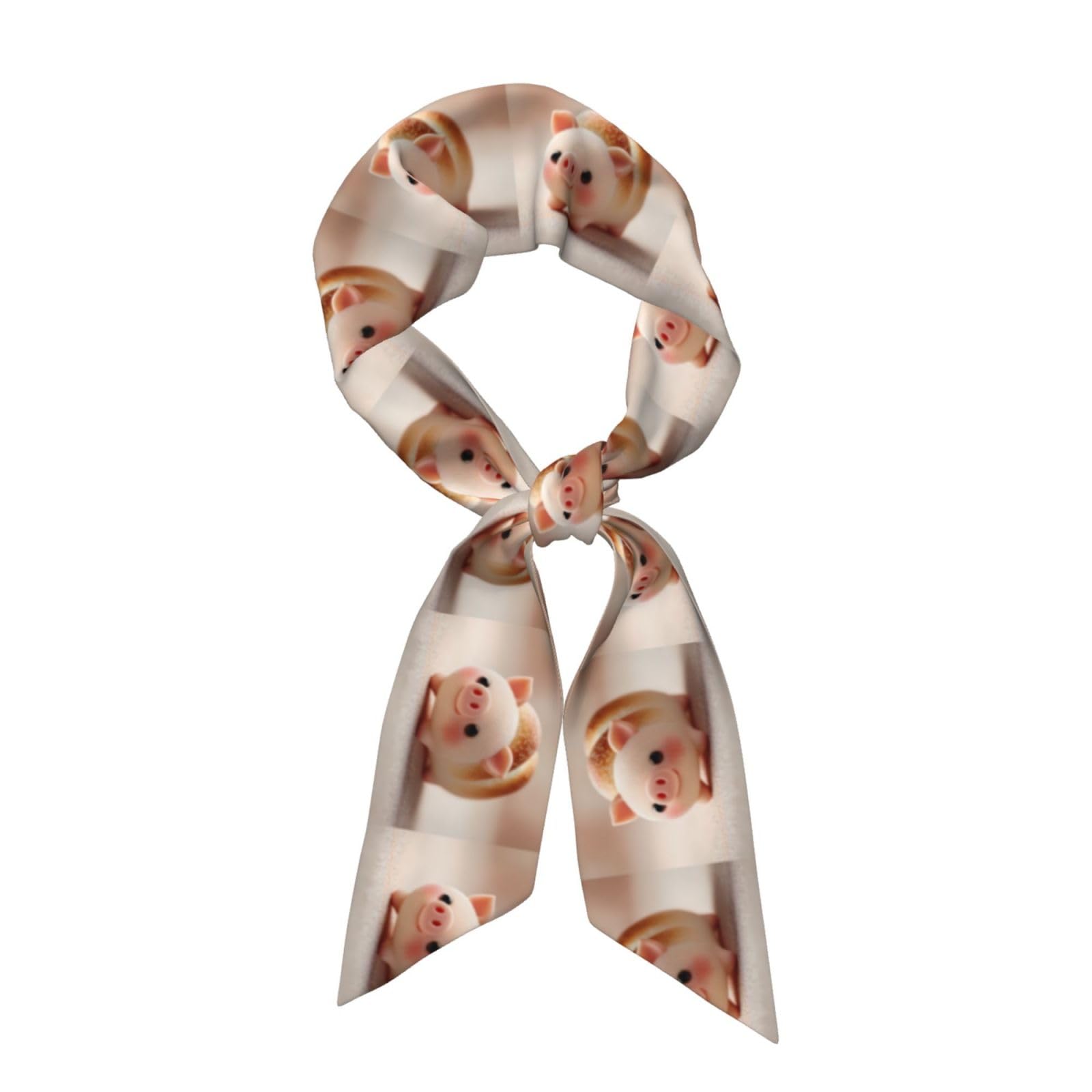 Whjshop Women's Black Fashion Scarf Soft Piggy Bread Printed Satin Headscarf Chic Tie, Hair Scarf, Wristband