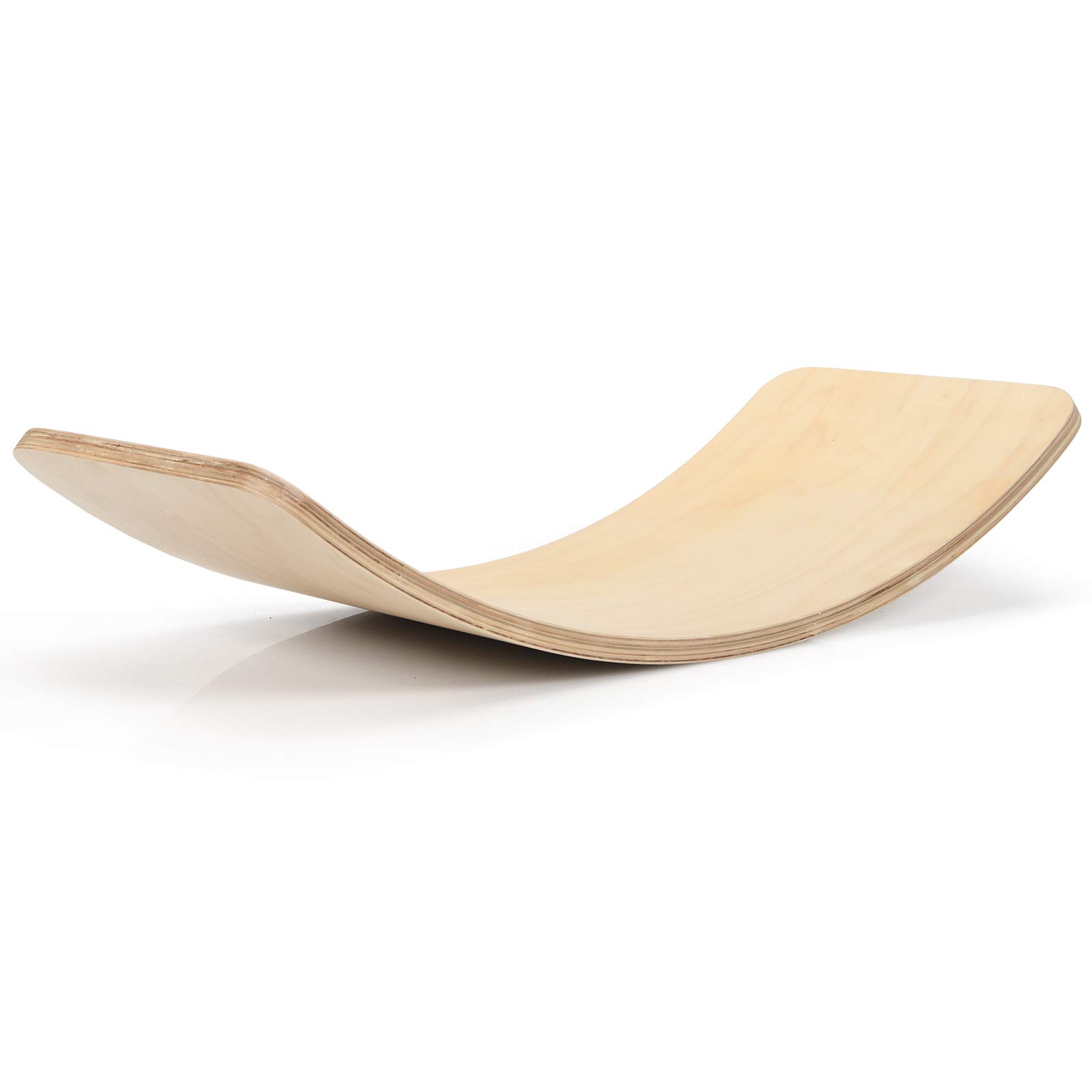 RELAX4LIFE Balance Board Holz, Wackelbrett mit Filz, Balancierbrett zum Üben des Gleichgewicht und Koordination, Wackelboard für Babys & Kinder & Erwachsene, bis 220 kg belastbar, Natur (90 x 30 cm)