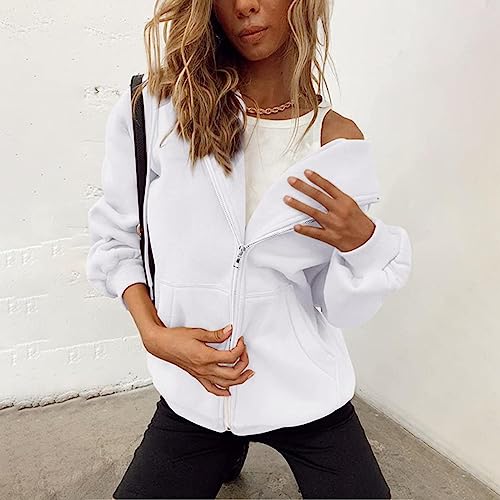 SHAOBGE Fall Sweatshirts for Women Zip Up Hoodies Oversized Sweatshirt Y2K Clothing Casual Drawstring Jacket with Pockets4