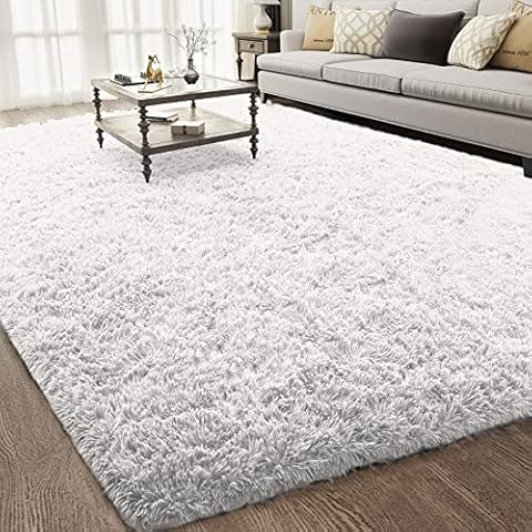 Ophanie Machine Washable 5 x 8 Rugs for Living Room,White,Large Fluffy Fuzzy Plush Shag Shag Comfy Soft，Non-Slip Indoor Floor Carpet,for Kids Boys Girls Dorm，Room,Bedroom,Playroom，Home Decor Aesthetic Cover