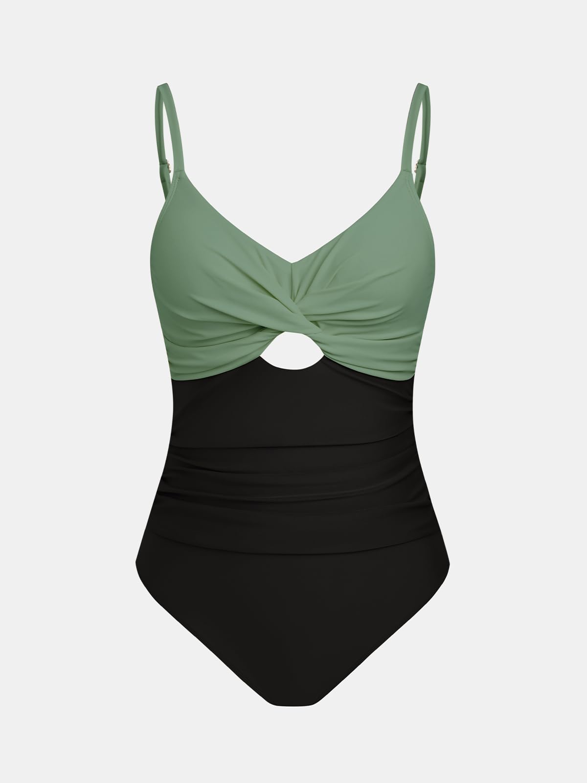 CUPSHE Costume da bagno intero per le donne Costumi da bagno Twist Front Cutout cinghie regolabili costumi da bagno increspati