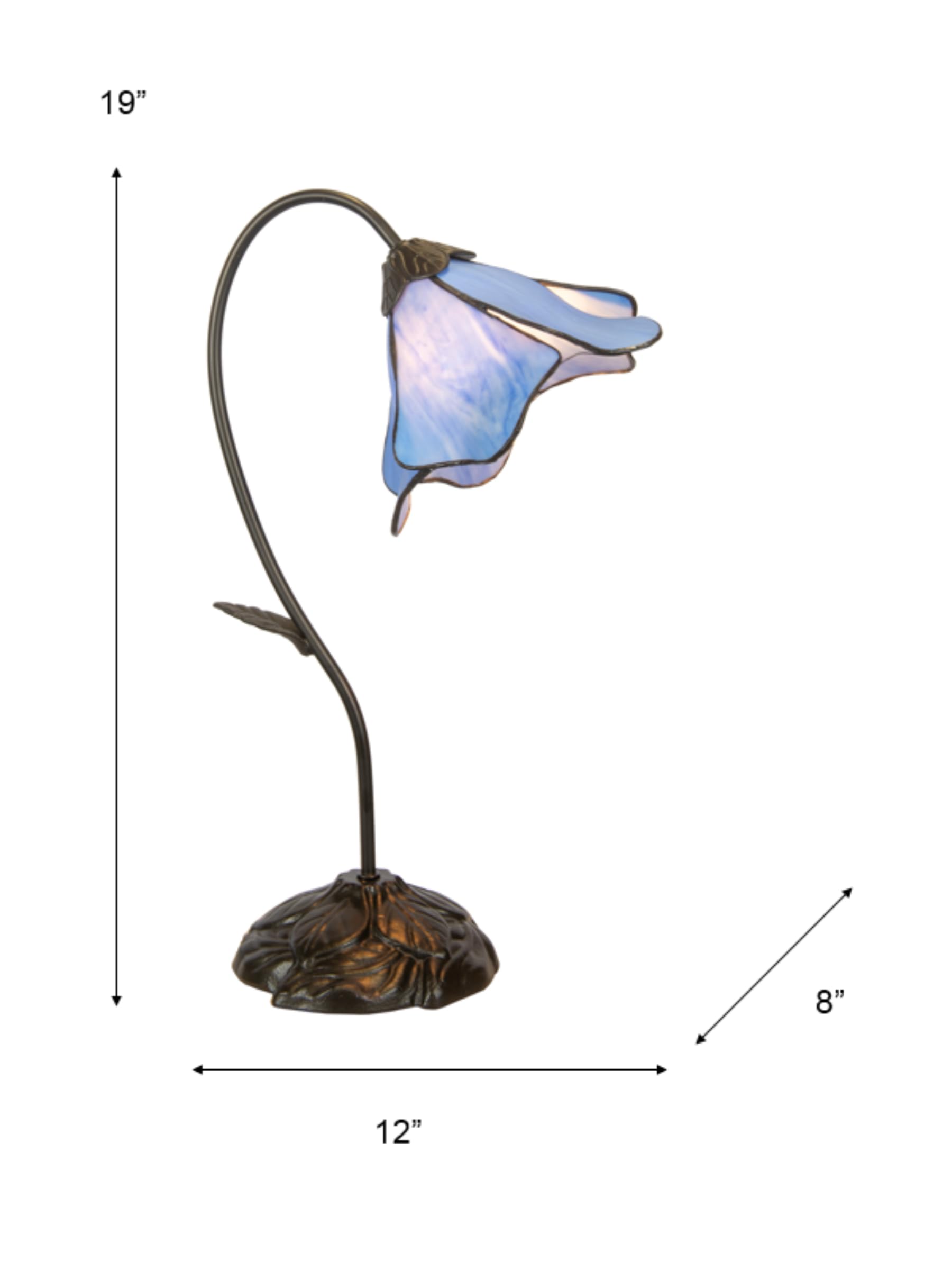 Dale Tiffany TT12145 Poelking 1-Light Blue Lily Table Lamp, 12.0