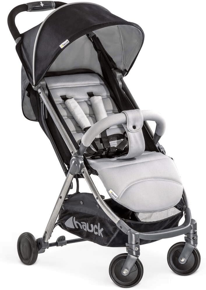 Travel Pushchair Swift Plus/Ultra Light/One Handed Folding/Compact Fold/Fully Reclining/Large Shopping Basket/Up to 18 Kg/Black Grey