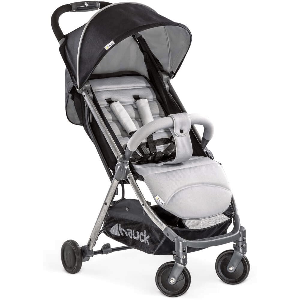 Travel Pushchair Swift Plus/Ultra Light/One Handed Folding/Compact Fold/Fully Reclining/Large Shopping Basket/Up to 18 Kg/Black Grey