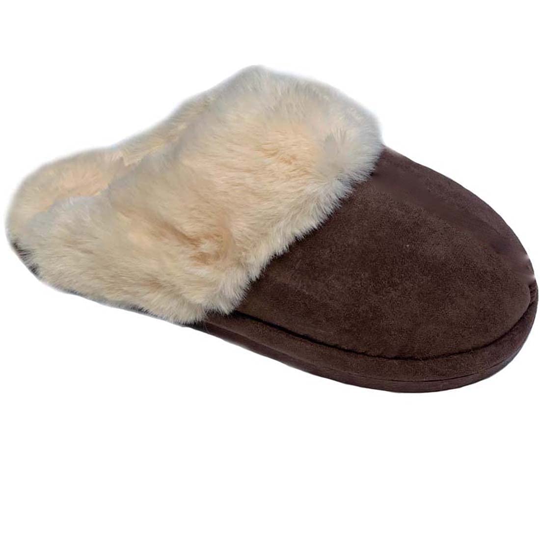 S B FootwearWomens Ladies Slippers Flat Winter Faux Sheepskin Fur Lined  Slip on Memory Foam Mules Indoor Outdoor Non-Slip shoes